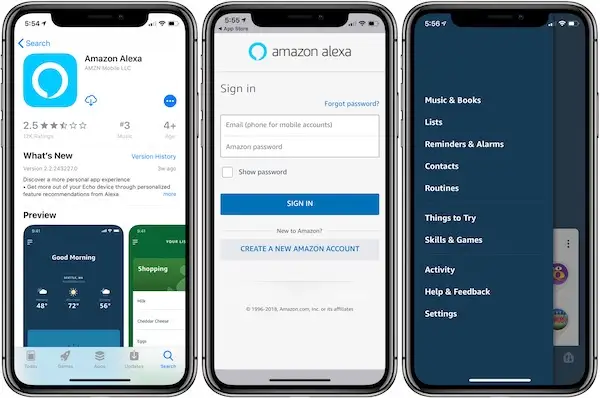Alexa App on an iOS Smartphone