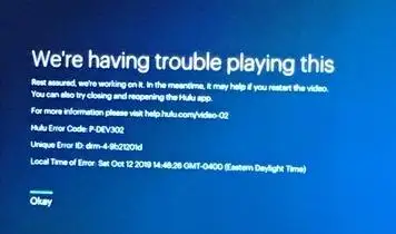 Hulu Error Code p-dev318
