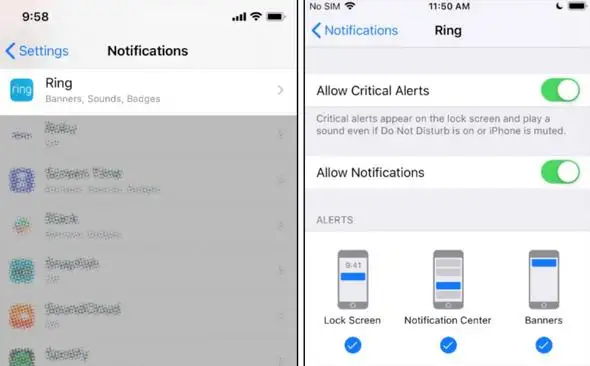 why am i not getting ring notifications on my iphone