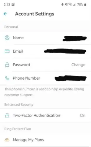 forgot my ring password
