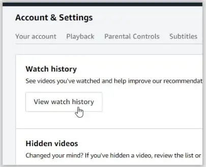 Delete Amazon Prime Video Watch History