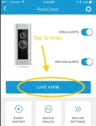 ring stick up cam live view not working
